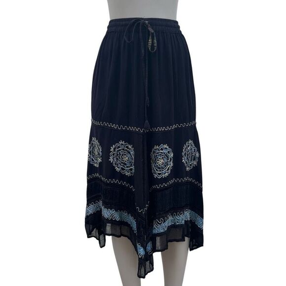 Fashion terminal Dresses & Skirts - Fashion Terminal Midi Skirt Women's Free Size Black Gauzy Pull-on Drawstring
